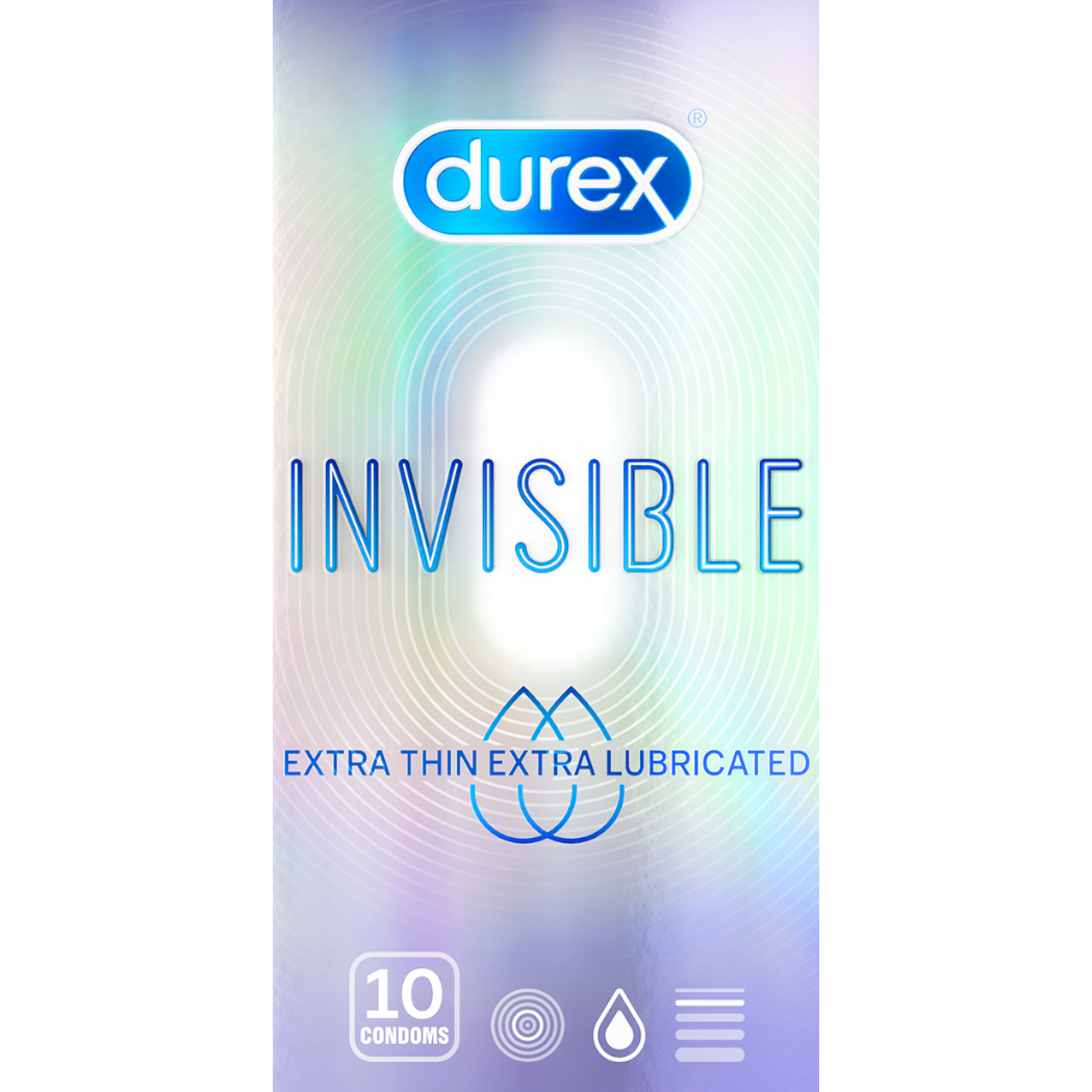 Bao Cao Su Durex Invisible Extra Thin, Extra Lubricated Hộp 10 Cái